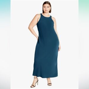 City Chic plus size 14 teal halter slip dress